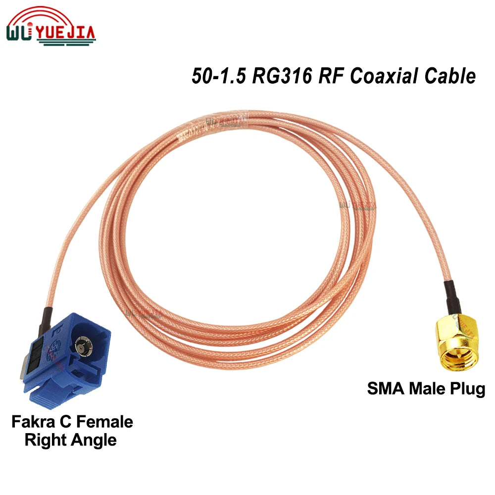 SMA to Fakra C RG316 Cable Blue Fakra C Female to SMA RP-SMA Female/Male Connector 50 Ohm RF Coax Cable Extension Jumper Pigtail