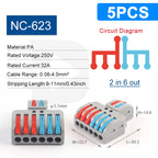 5PCS Wire Connector Multicolour Lever Push-in Electrical Cable Home Connectors LED Junction Box Universal Compact Terminal Block