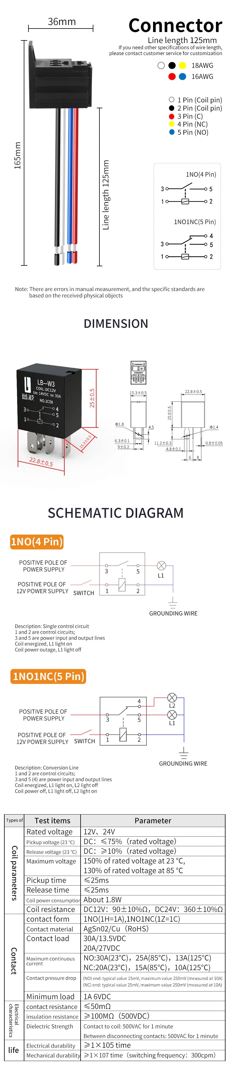 LANBOO Violet relay for Car 12V/24V 30A 4PIN/5PIN 1NO/1NO1NC Car modification parts