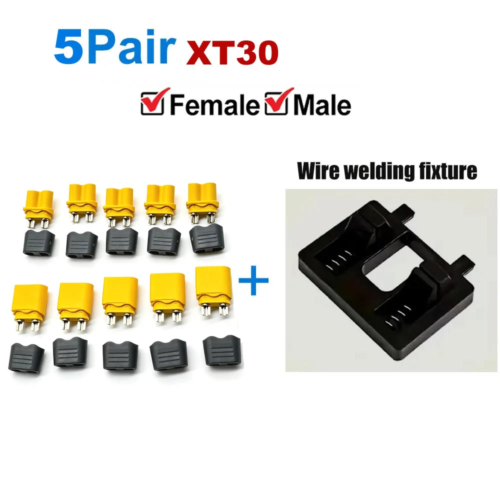 XT30 Connector Plug with Sheath Housing Male/Female XT30 Plugs and Welding Fixtures For RC Lipo Battery Cars Drones Airplane