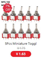 5Pcs ON-OFF-ON  ON-ON3 PIN/6PIN 2/3 Position Mini Latching Toggle Switch AC 125V/6A 250V/3A MTS-102 MTS-103 MTS-202 MTS-203
