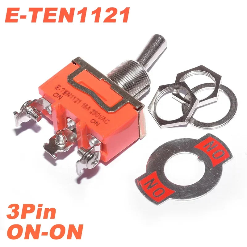 5pcs Toggle Switch Latching On-Off On-On On-Off-On E-TEN1021 1122 1221 1321 Power Button Switch 250V 15A Toggle Switch