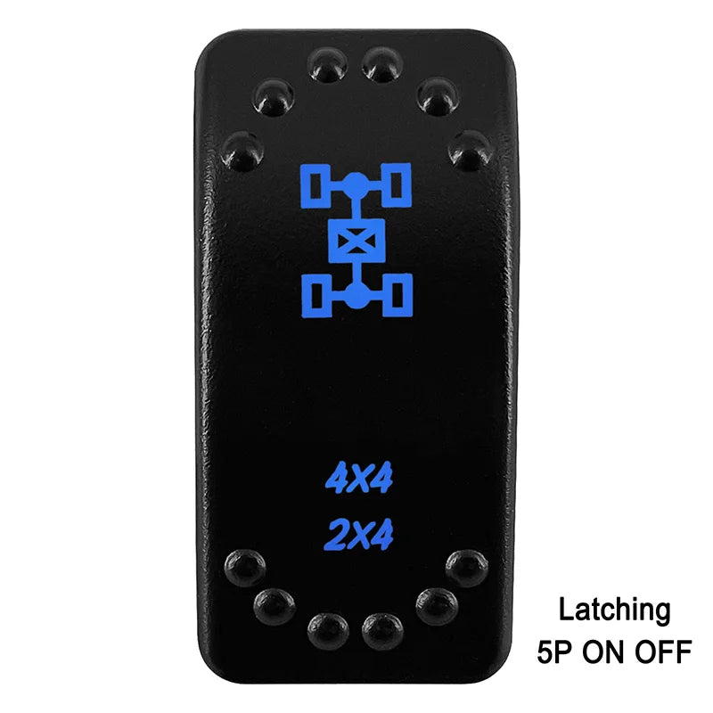 Waterproof Rocker Switch with Blue LED | 12V/24V Latching & Momentary (SPST/ DPDT) | for Marine, UTV, ATV, RZR, Automotive