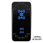 Waterproof Rocker Switch with Blue LED | 12V/24V Latching & Momentary (SPST/ DPDT) | for Marine, UTV, ATV, RZR, Automotive