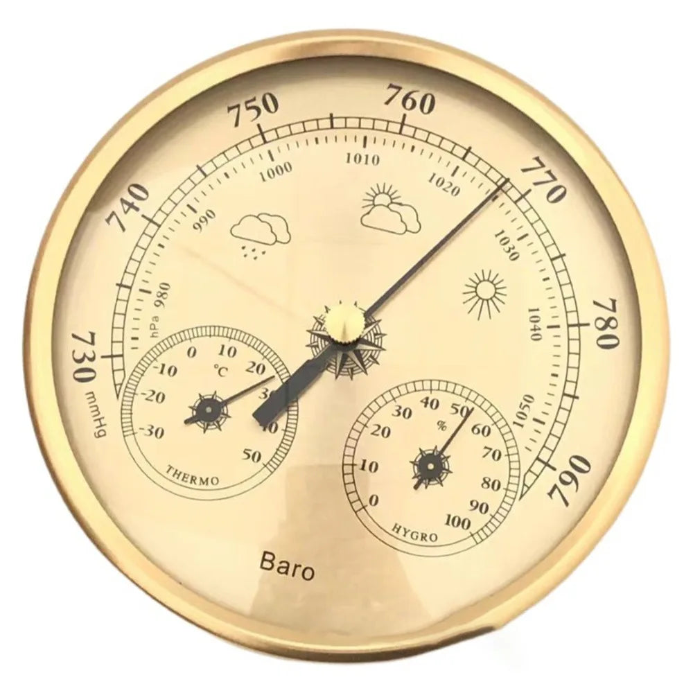 3 In 1 Wall Mounted Household Barometer Thermometer Hygrometer Weather Station Hanging Pressure hPa Gauge Air Weather Instrument