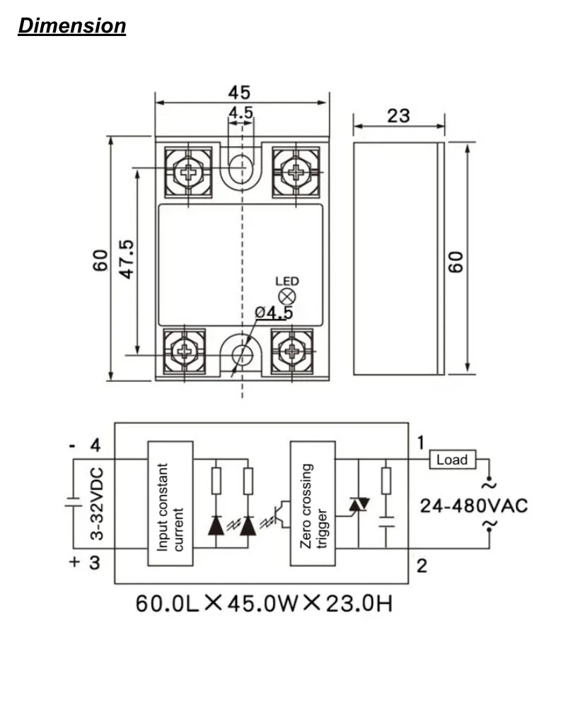 12V 24V Solid State Relay DC to AC SSR Module 230V AC Load 3-32VDC Input for Home SSR-10DA SSR-25DA 40DA 60DA 80DA 100DA 120DA