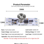 DC 12V Capacitive Touch Sensor Switch Coil Spring Switch LED Dimmer Control Switch 9-24V 30W 3A for Smart Home LED Light Strip