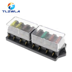 4/6/8/12 Way Car Fuse Box Car Fuse Holder Car Truck Auto Blade Fuse Box with 4/6/8/12 Fuses for 12V 24V ATO Standard Circuit