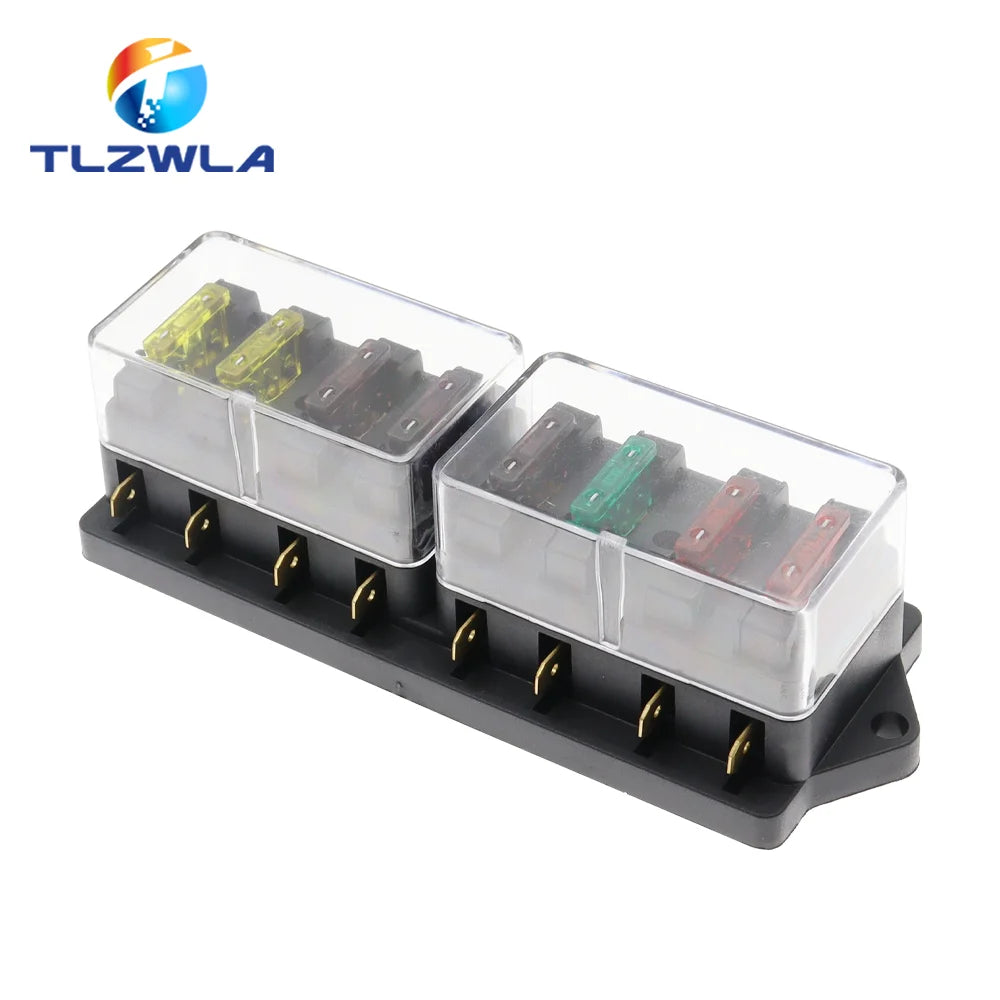 4/6/8/12 Way Car Fuse Box Car Fuse Holder Car Truck Auto Blade Fuse Box with 4/6/8/12 Fuses for 12V 24V ATO Standard Circuit