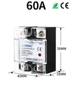 GTRIC SSR Solid State Relay Module 10A 25A 40A 50A 60A 80A 100A DC To AC AC To AC DC To DC 24-380V AC Single Phase Control Relay