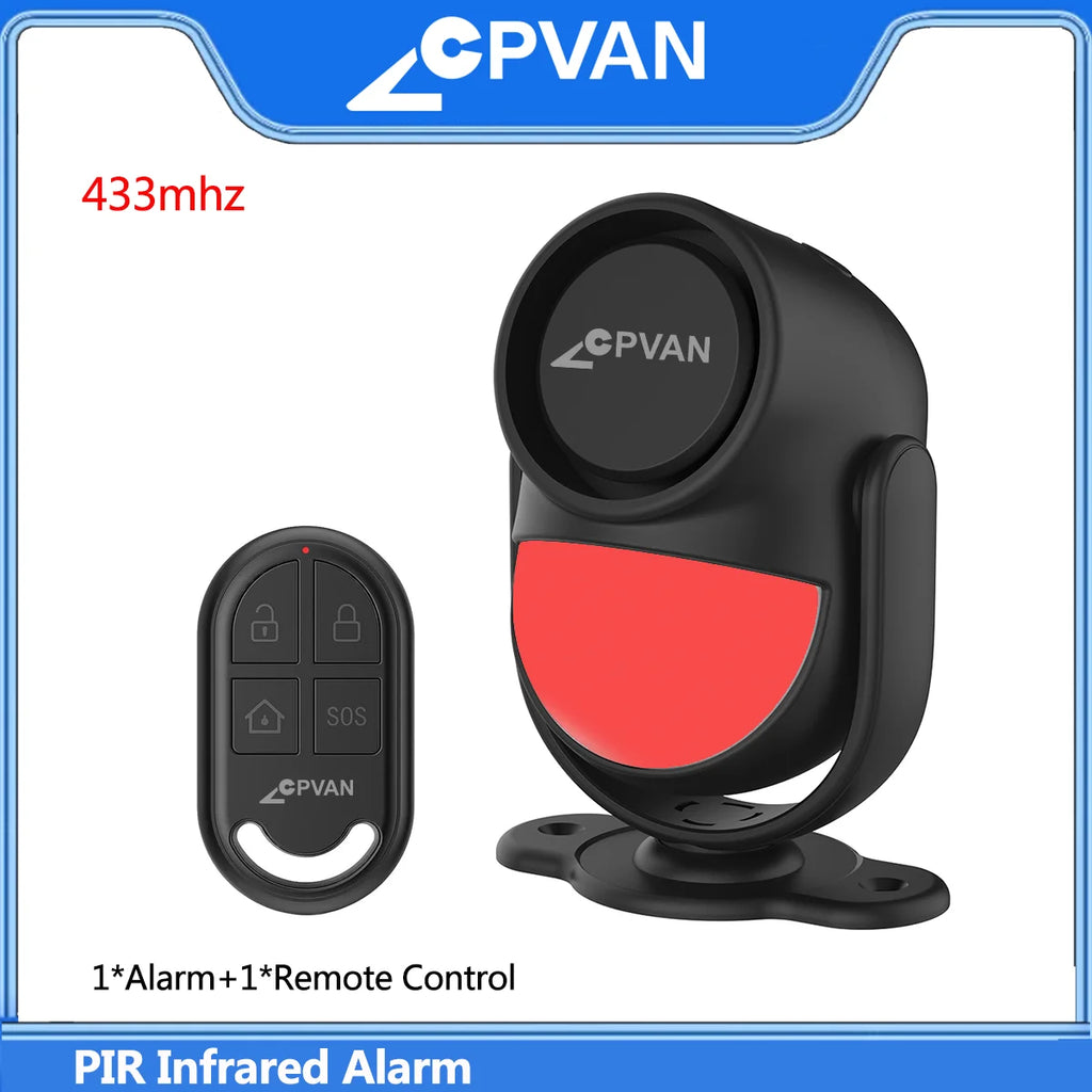 CPVAN PIR Infrared Motion Detector Alarm 120 high decibel Home burglar Alarm Motion Sensor with remote control and Door Sensor