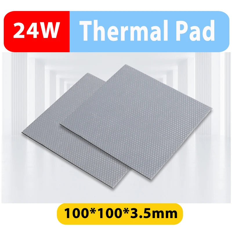 24W/mK High Performance Thermal Pad 100x100mm Thickness 0.75-2.25mm Thermal Silicone Pads for LED Light CPU GPU PCCooling