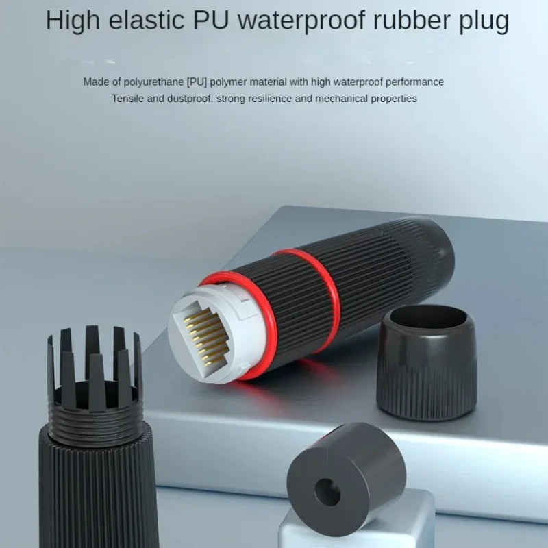 5Pcs RJ45 Docking Connector Ethernet Network Straight-through Waterproof IP67 Header , Outdoor Broadband Network Cable Extender