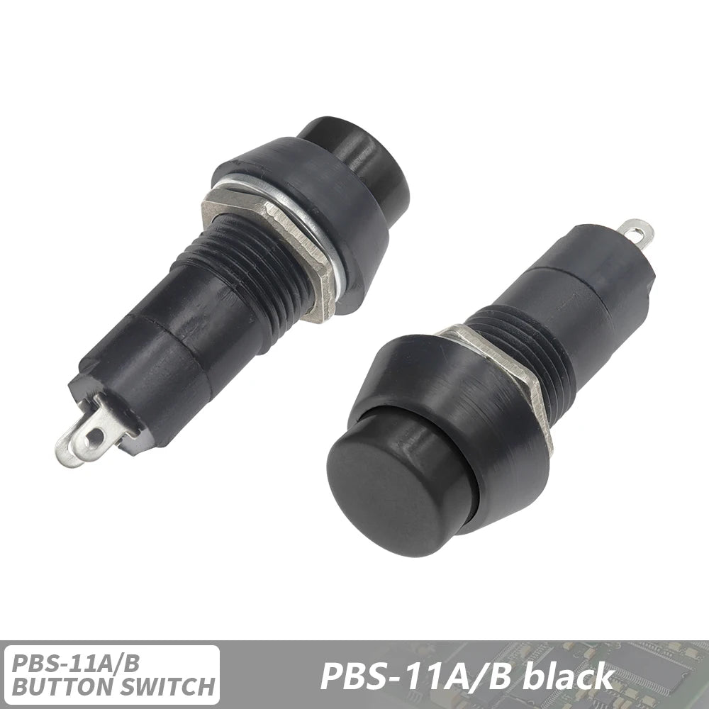 10PCS PBS-11A 12mm self-locking Plastic Push Button Switch Latching Switchs 1A 250V AC 2PIN PBS-11B