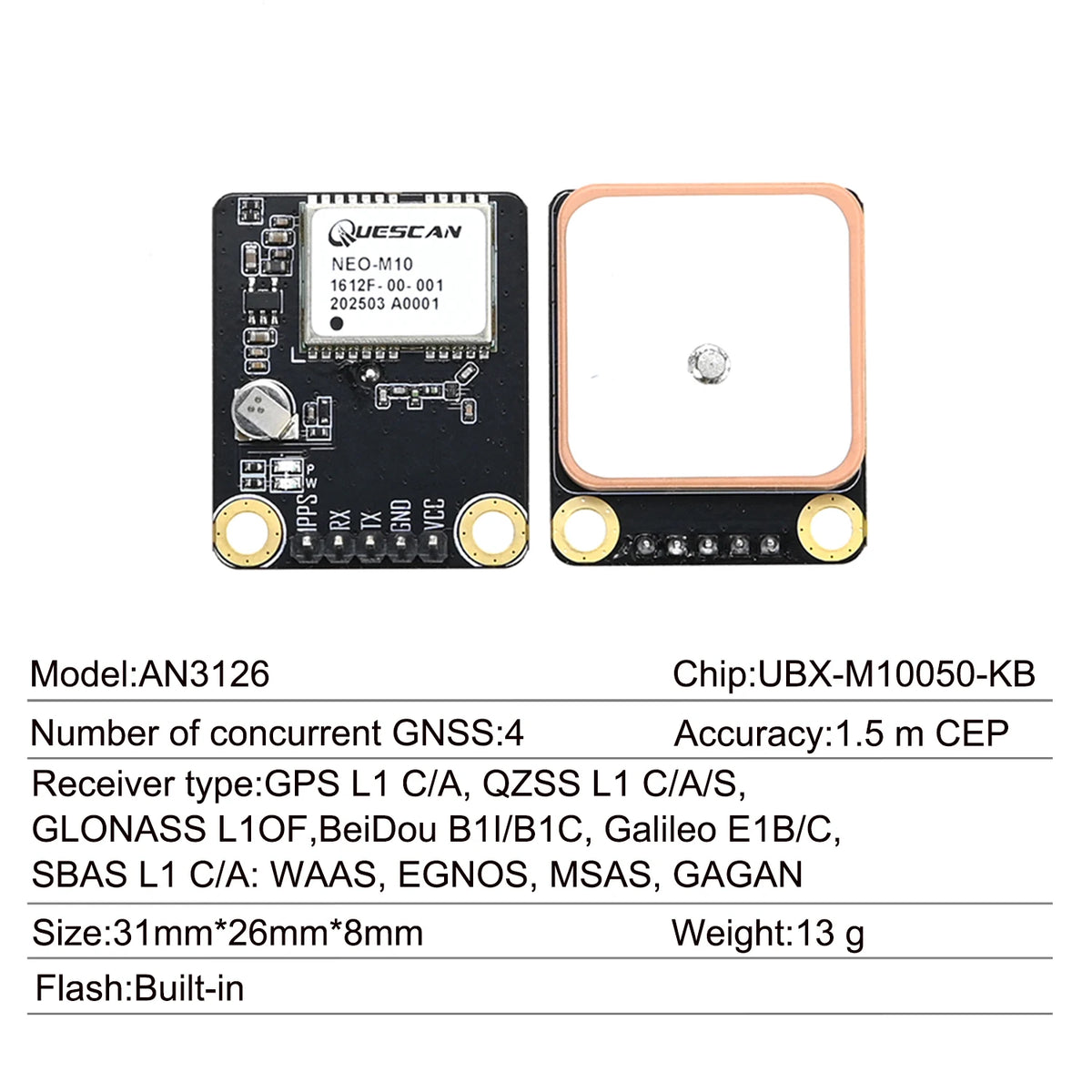QUESCAN Ublox M10 M9 10Hz GPS Module GNSS Galileo BeiDou GLONASS QZSS SBAS ESP32 Arduino STM32 NMEA GPS Receiver ublox10 ublox9