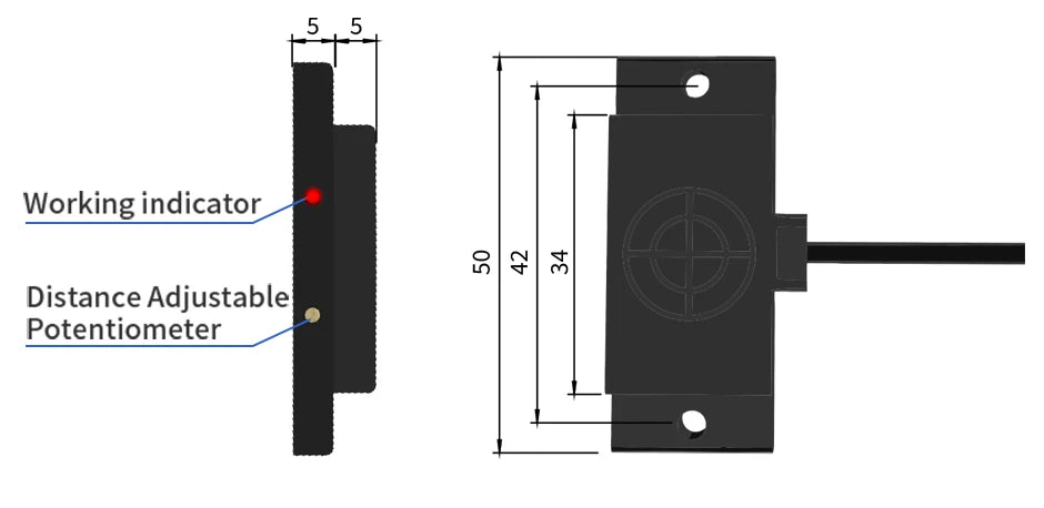 GTRIC E2K Series Proximity Sensor Matrix Capacitive Switch 10-30V DC 3-wire NPN PNP Sensing Distance 10mm Adjustable