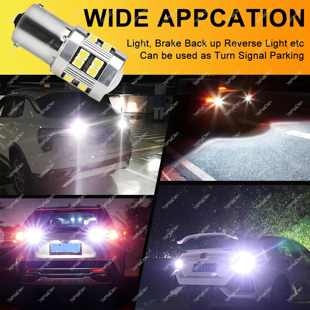 2/4 PCS CANBUS 1156 BA15S 1157 BAY15D LED Bulb For Car Turn Signal Reverse Brake Parking Lights 12V 24V 3030-24SMD 1000LM White