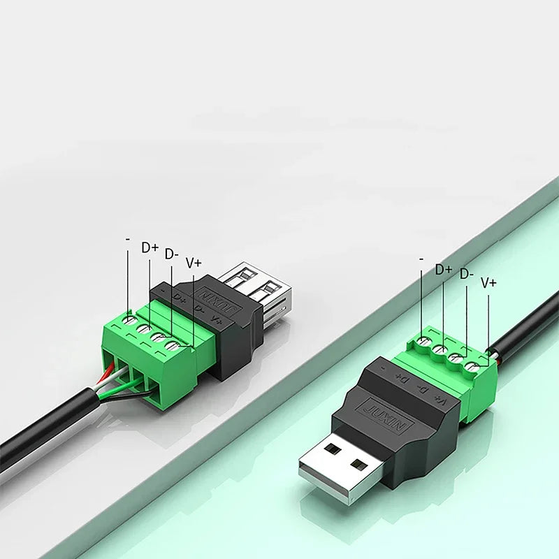 USB 2.0 Connector Avoid Welding Plugs USB Type A Male Female to 4Pin 5pin Screw Terminal Socket Adapter Plug For Computer TV