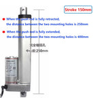 12V 24V Stroke 150mm 200mm 250mm Linear Actuator 1000N Max Lift with Mounting Brackets IP54 Waterproof Linear Motion Actuator