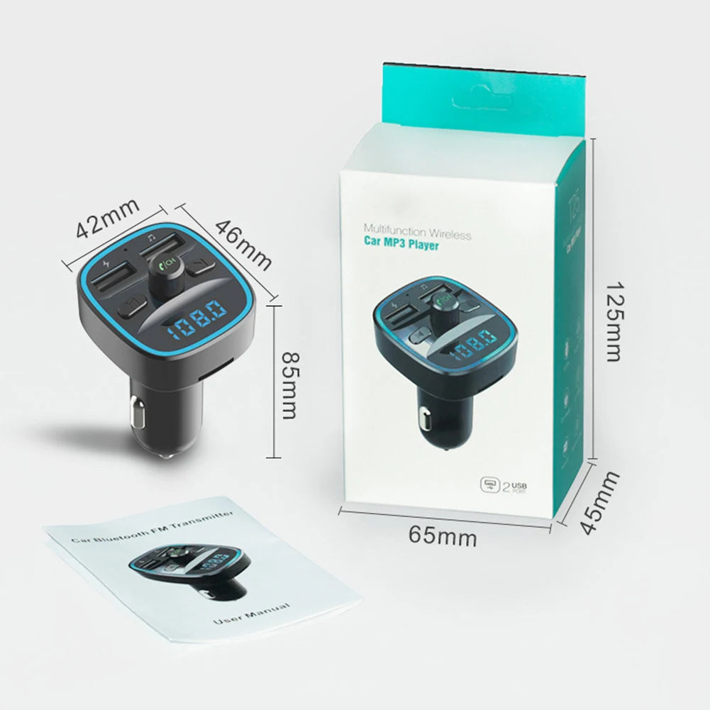 Car Adapter Bluetooth 5.0 Dual USB Port Safe Charging Hands-free Calling Fast Charging FM Transmitter Car Accessories