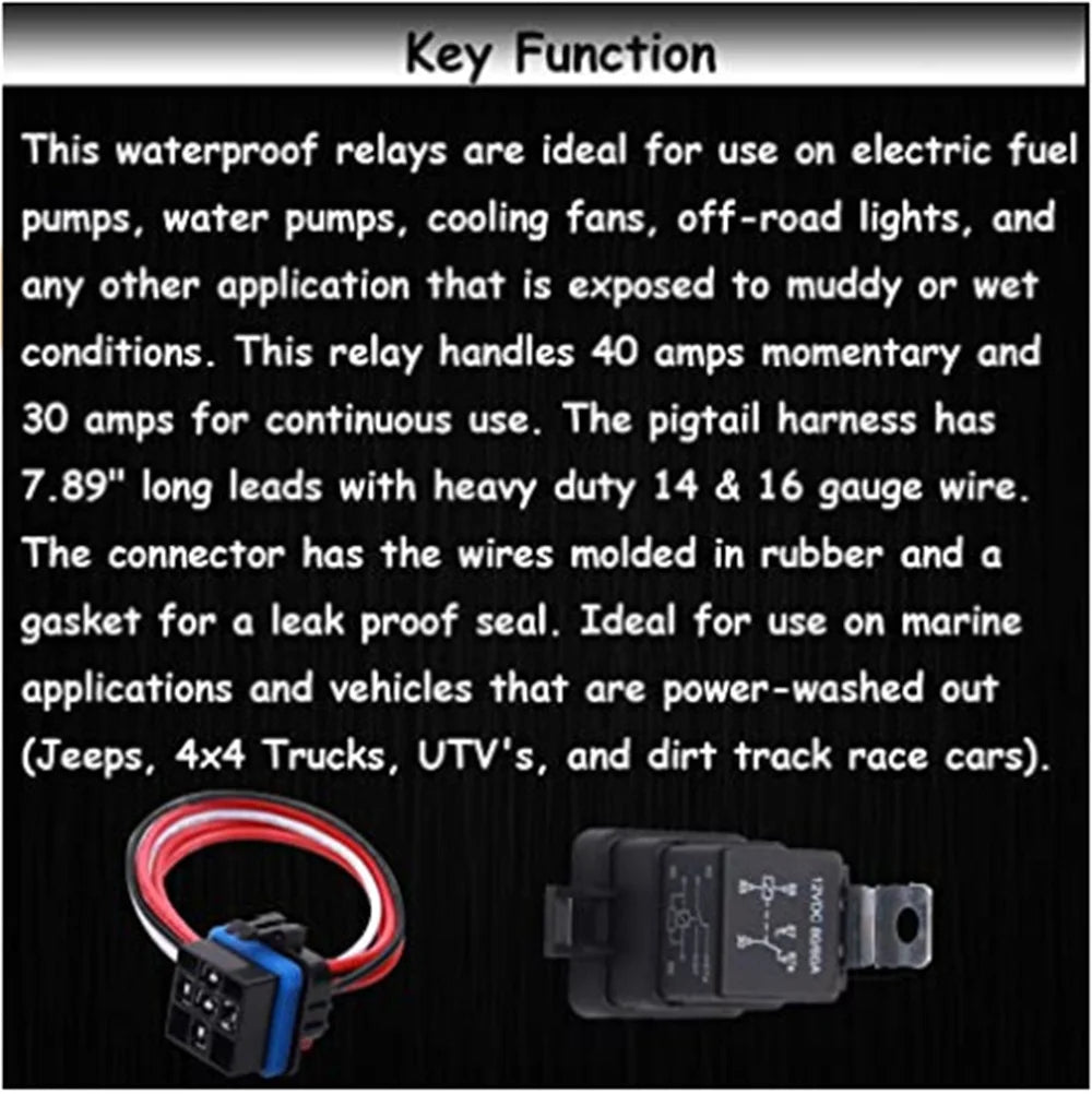80A/60A 50A/30A 12V Waterproof Automotive Relay With Socket 5-Pin Relay Switch For Marine Automotive Fan Multi-purpose Relay Kit