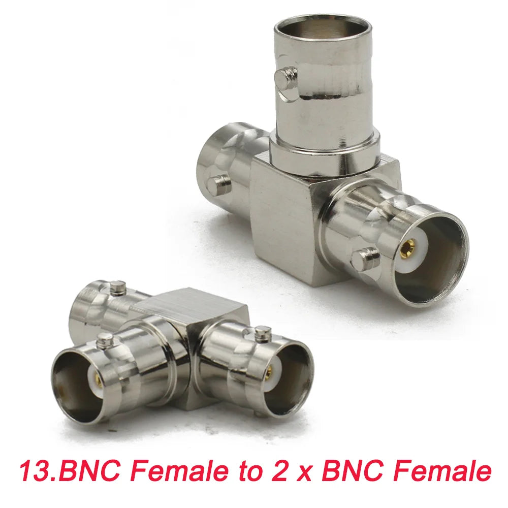1pc/lot BNC Q9 Adapter BNC Male To BNC Double Male Female 90 Degree Straight Tee Shape RF Coaxial Connector 3way 4way Splitter