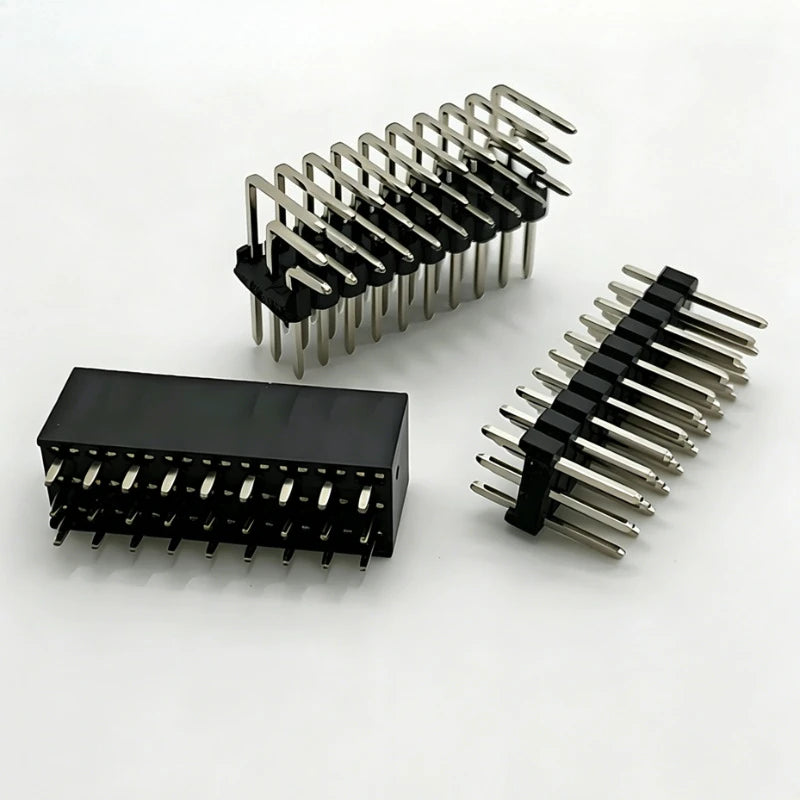 100pcs 2.54mm R/A Three Row Straight 90D Right Angle Gold-Plate Male Female Pin Header Connector 3*2/3/4/5/6/7/8/10/20/25/40Pin