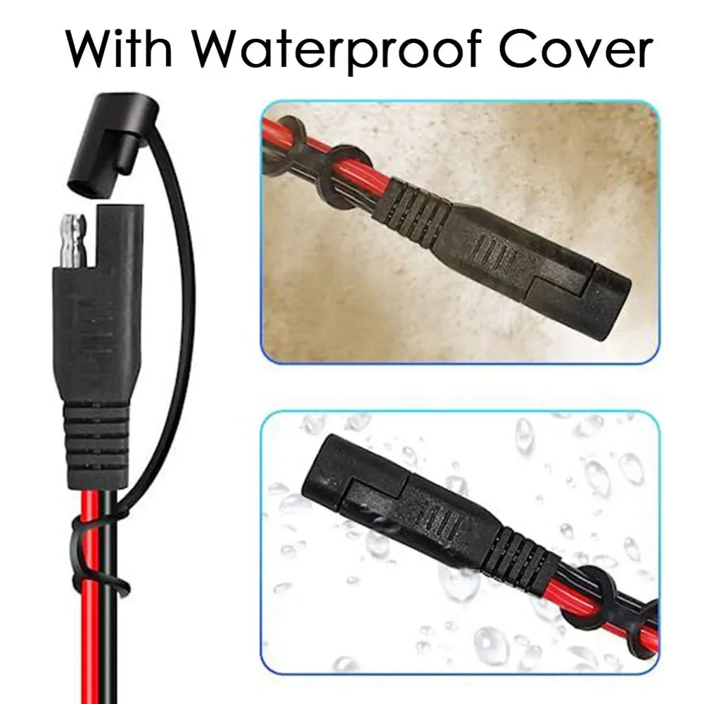 Motorcycle Quick Release SAE Cable With Fuse Terminal O Connector Battery Charger Extension Adapter Wire 16AWG Terminal