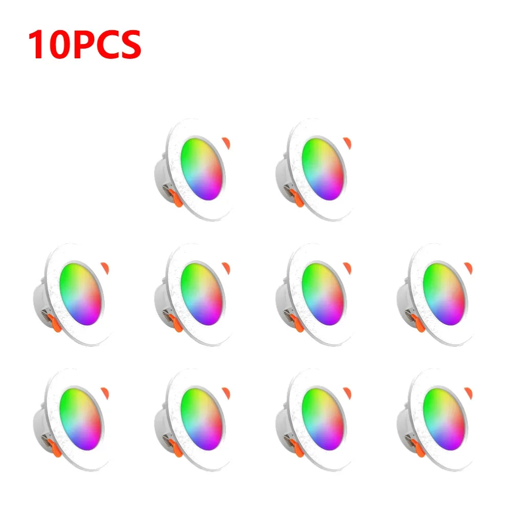 12-1Pcs RGB LED Bulb Tuya Dimmable Downlight Spotlight Bluetooth-Compatible Lamp 10/15W APP Control GB+CW+WW Smart Lamp