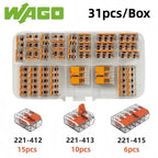 10/30/33pcs Original WAGO 221-412 221-413 221-415 Quick Wiring Terminal 0.14-4mm² AWG24-12 2/3/5 Holes 450V Lever Wire Connector