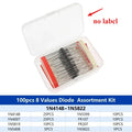 100-200pcs Rectifier Schottky Diode Kit 1N4007 1N4148 1N5408 1N5819 1N5822 1N4001 1N4004 1N5404 FR107 FR207 Fast Switching Diode