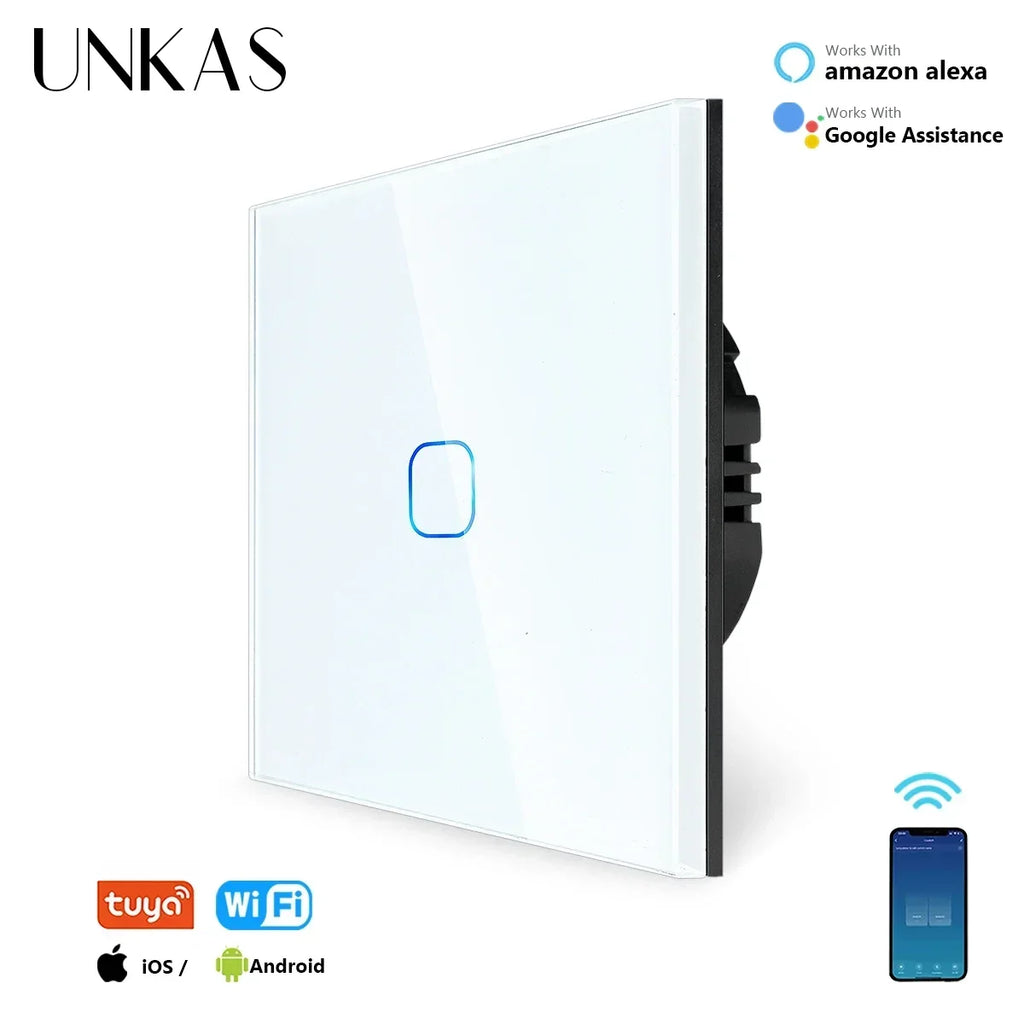 Smart Switches 1/2/3 Gang Wifi Touch Light Wall Sensor Switch Works with Tuya Control Smart Life Google Alexa Alice Yandex