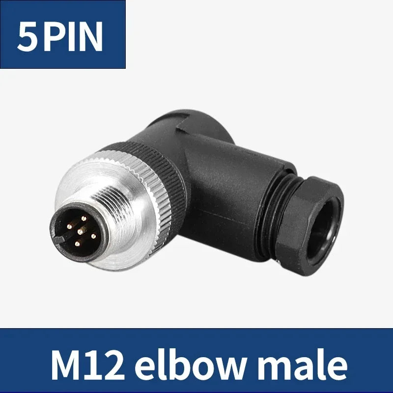 M12 Waterproof IP67 Aviation Plug Socket 4 5 8 Pin Hole Needle Male Curved Straight Screw Solderless Power Connector PG7 Charger