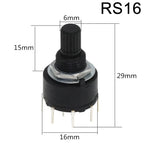 20PCS RS16 RS26 Selectable Band Rotary Channel Selector Switch Single Deck Rotary Switch Band Selector 1P12T 2P6T 3P4T 4P3T 1P5T