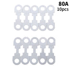 New 10Pcs 30A-150A 32VDC Small Fuse Sheet Automotive Car Flat Zinc Sheet For Car Fuse Round Hole Insert Fuse Auto Parts