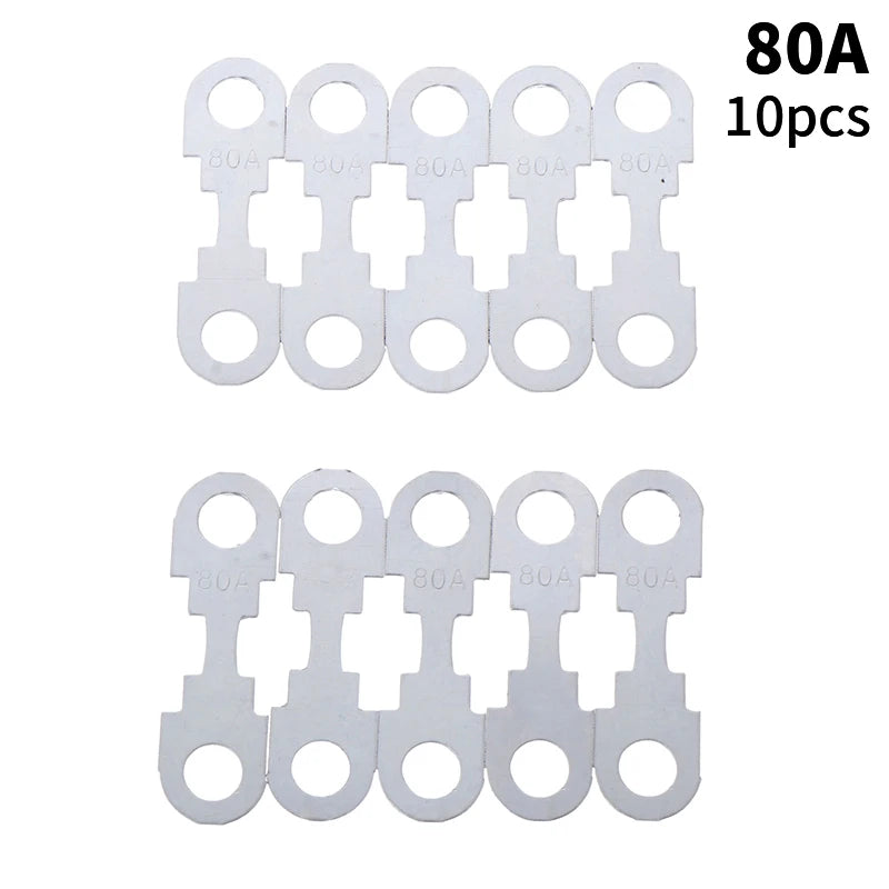 New 10Pcs 30A-150A 32VDC Small Fuse Sheet Automotive Car Flat Zinc Sheet For Car Fuse Round Hole Insert Fuse Auto Parts