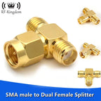 SMA 3 Way Adapter SMA Male to Dual 2 SMA Female Splitter 'T' Type Connector Adapters