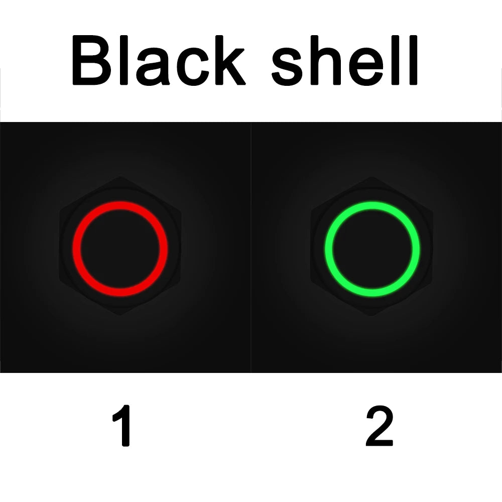 16/19/22mm Two Color Waterproof Metal Push Button Switch LED Light Momentary Latching Car Engine Switch 5V 12V 24V 220V Red Blue
