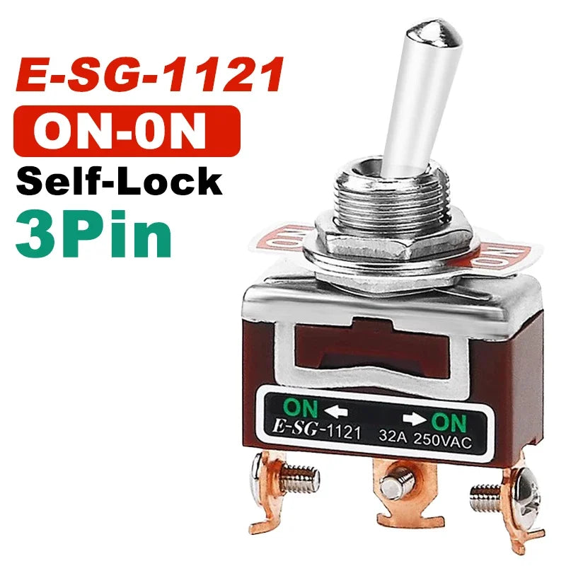 High Current Toggle Switch 2/3/4/6/8/9/12Pin Self Reset/Self-locking Switch Copper Pin 32A 250VAC Push Button Switch