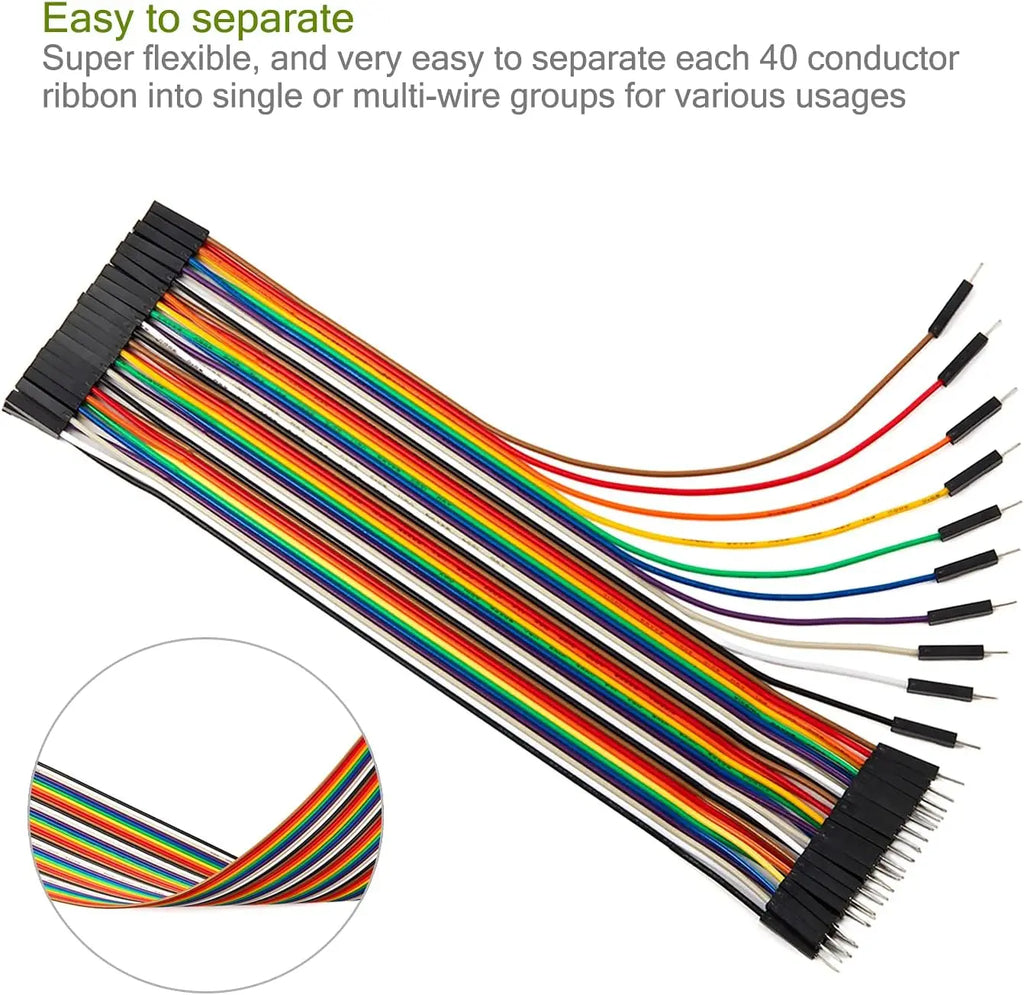 40PIN 20/10CM Dupont Cable Male to Male Female Jumper Wire for Arduino DIY Kit 3 Different Connections for Electronics Projects