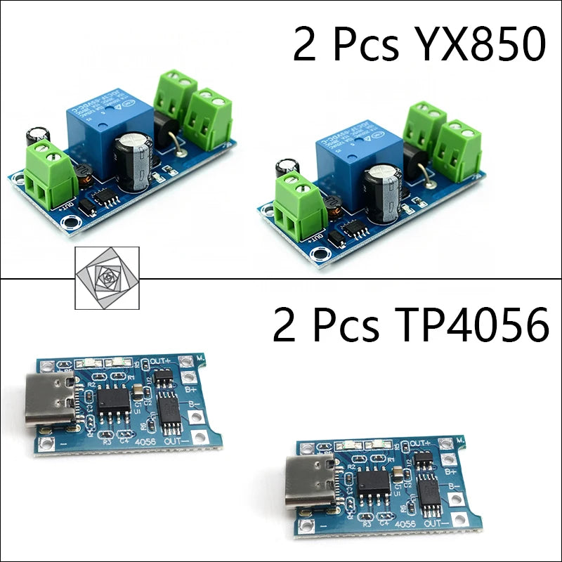 DIY UPS Kit: YX850 Automatic Switching Module & TP4056 Type-C Charger for 18650 Battery Backup Power Router CCTV Arduino Solar