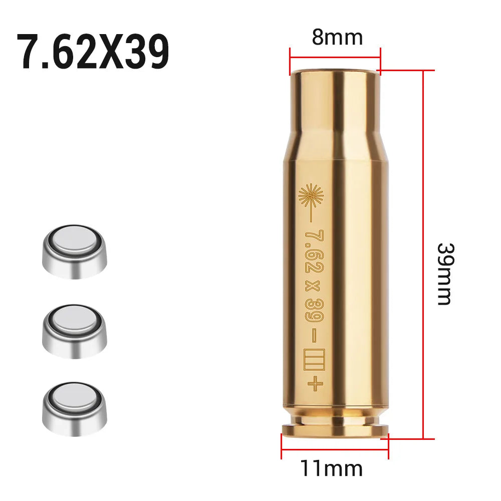 Red Dot Laser Brass Boresighter CAL .223/5.56/9mm/308/7.62/.45/30-06 Cartridge Boresight for Rifle Scope Hunting Gun Accessories