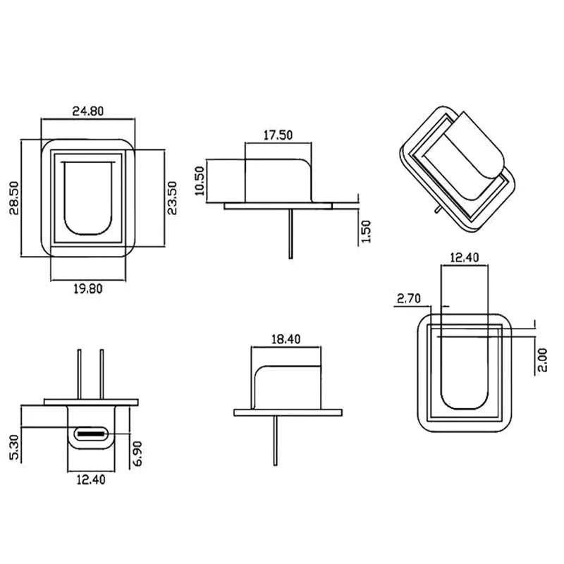 1PCS 10cm 20V 3A USB Type-C Waterproof USB Connector Direct Compression Female Base Female Socket Charging Interface