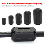 50/22pcs Clip-on Ferrite Ring Core Bead Choke RFI EMI Noise Suppressor Cable Clips for USB Audio Video & Power Cord