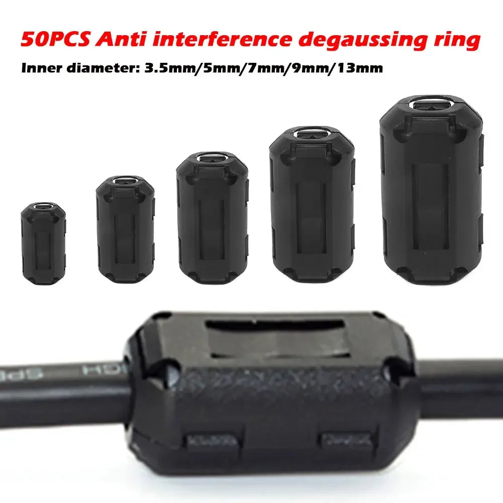 50/22pcs Clip-on Ferrite Ring Core Bead Choke RFI EMI Noise Suppressor Cable Clips for USB Audio Video & Power Cord