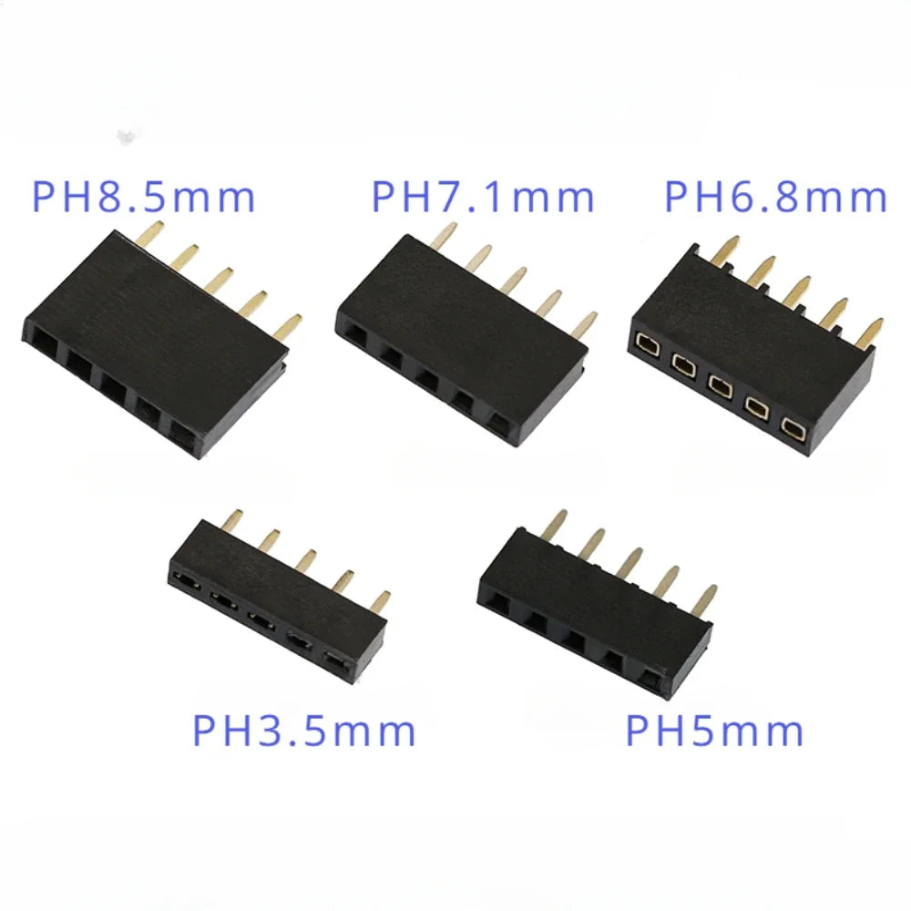 20PCS 2.54mm PH8.5/7.1/6.8/5.0/3.5mm DIP Single Row 1*2P3P4P5P6P-40P Straight Rohs Gold 0.1" Pitch PCB Female Pin Header Socket