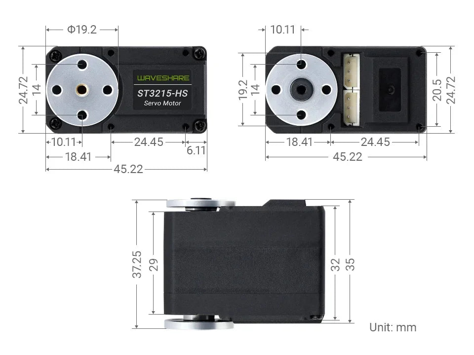 Waveshare ST3215-HS 20kg.cm Bus TTL Servo Motor 106PRM High Speed Large Torque With 360 Degrees High Precision Magnetic Encoder