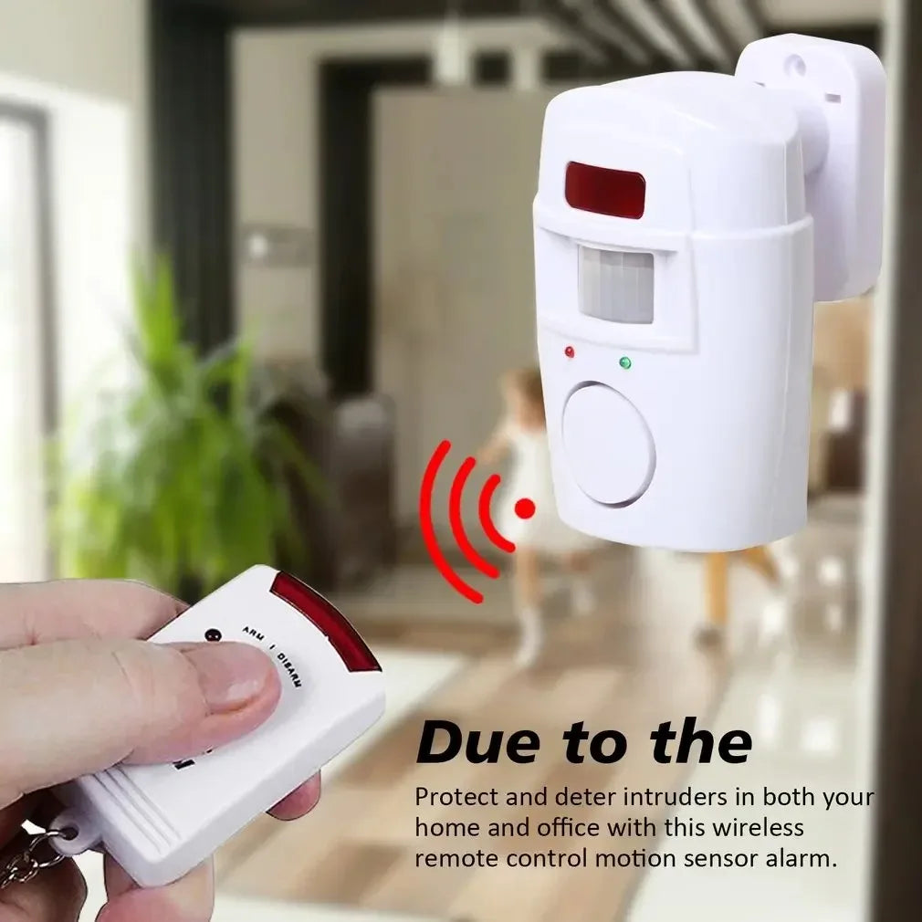 Wireless Garage Security Alarm Dual Remote Control Infrared Motion Sensor Detector for Home Burglar Alert Outdoor Shed