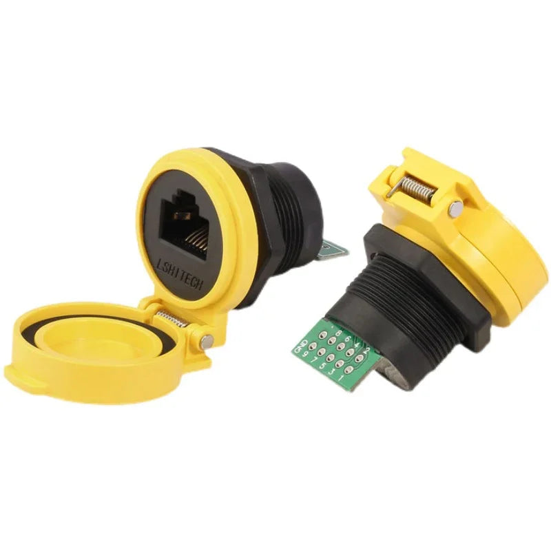 LR22 RJ45 Signal Connector 8P8C Ethernet IP65 Waterproof Retardant Terminal Network LAN CableAdapter Socket with Cap Cover