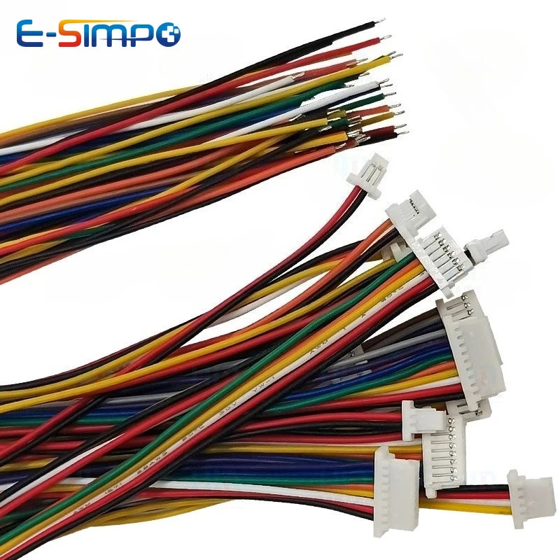 10PC SH 1.0mm Single/Double Plug Connector with Wire 60/80/120-1000mm Cable 2 3 4 5-12 Pin Jumper Line SH1.0 SHR